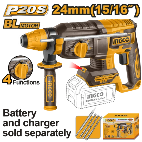 ROTOMARTILLO 15/16" BL 20V 2,4J