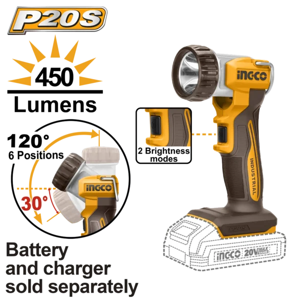 LINTERNA DE TRABAJO INALAMBRICA 450LM 20V