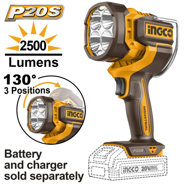 LINTERNA DE TRABAJO INALAMBRICA 2500LM 20V