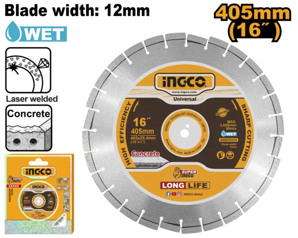 DISCO DIAMANTE CORTAR CONCRETO 16" INDUSTRIAL