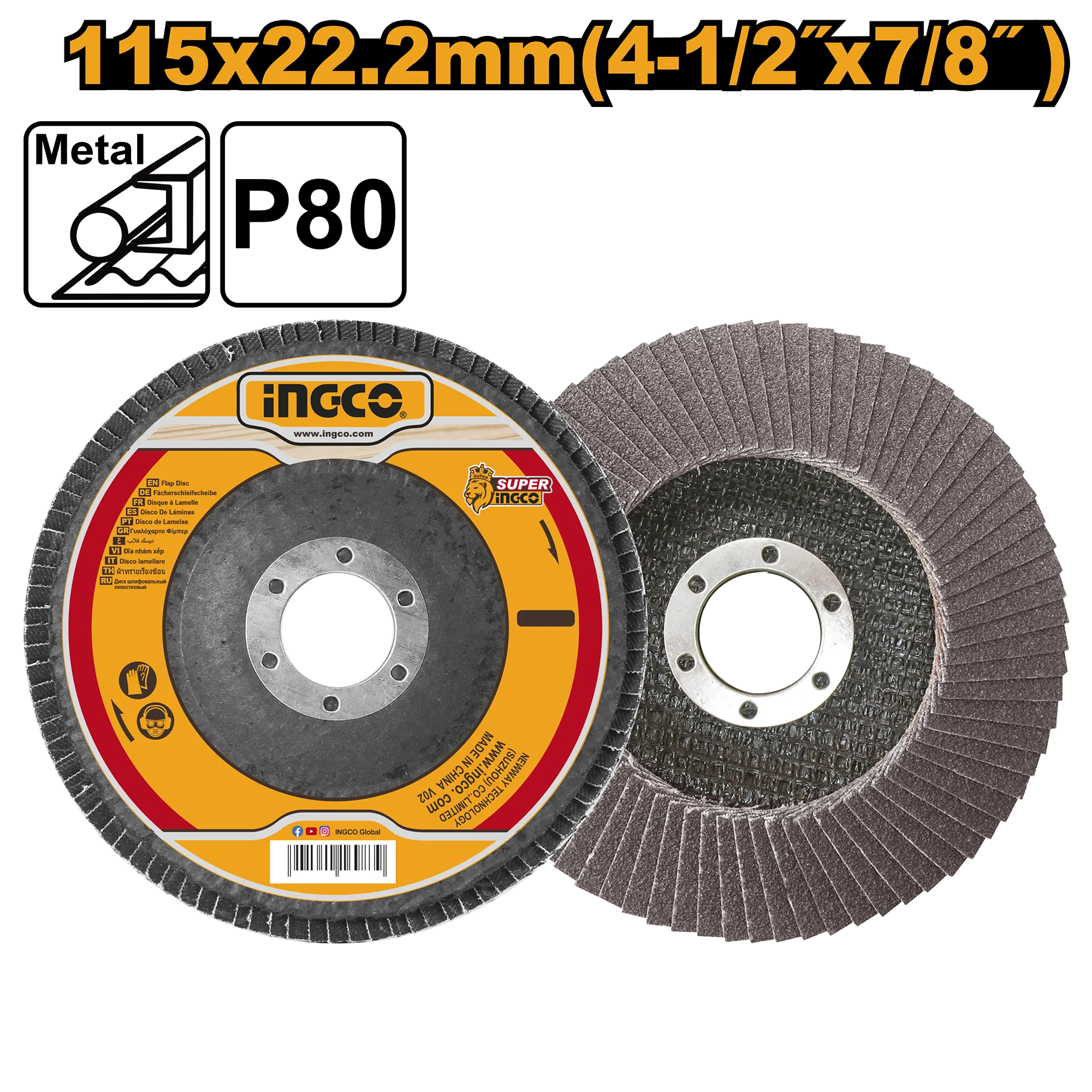 DISCO FLAP 115X22.2MM 4-1/2″X7/8″ GRIT80