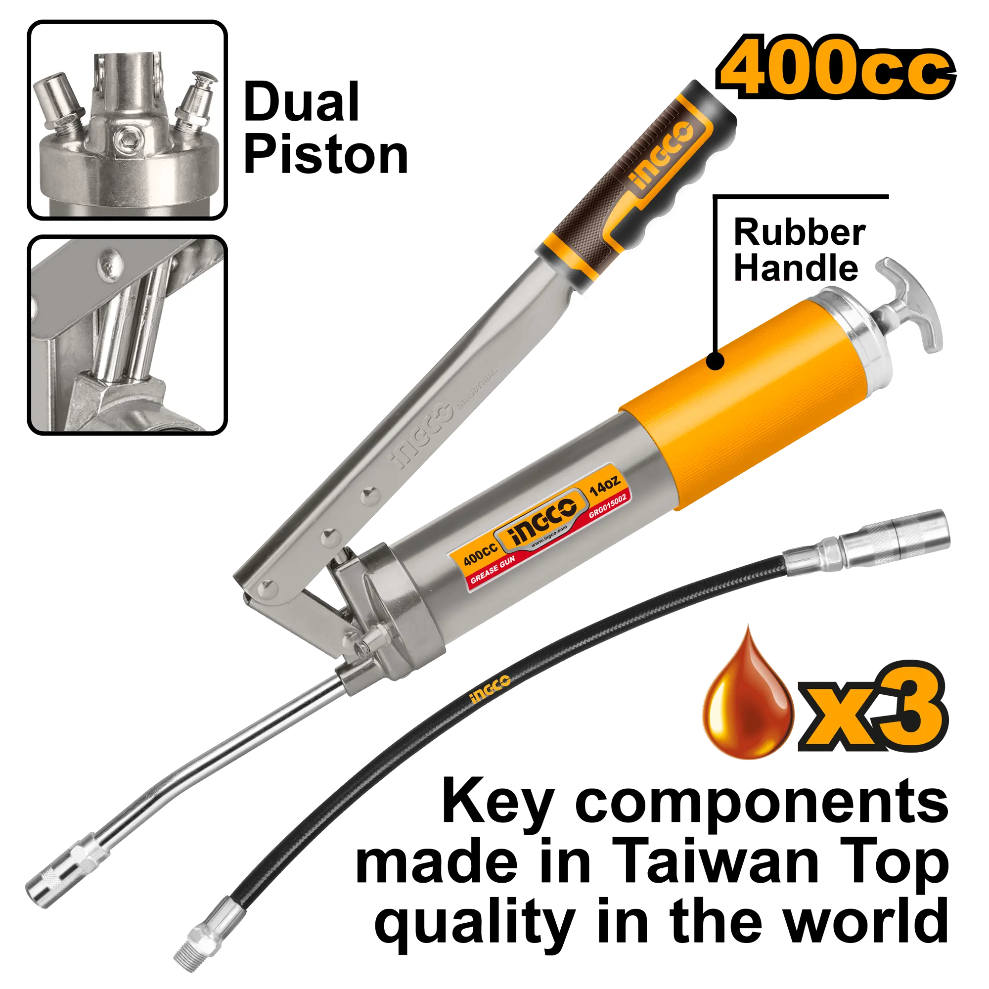 ENGRASADORA 400CC DOBLE PISTON INDUSTRIAL INGCO