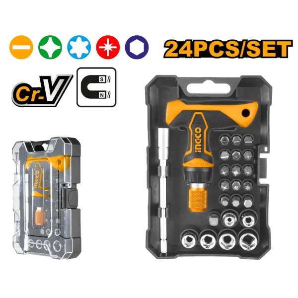SET DESTORNILLADOR Y DADOS 24PCS INDUSTRIAL