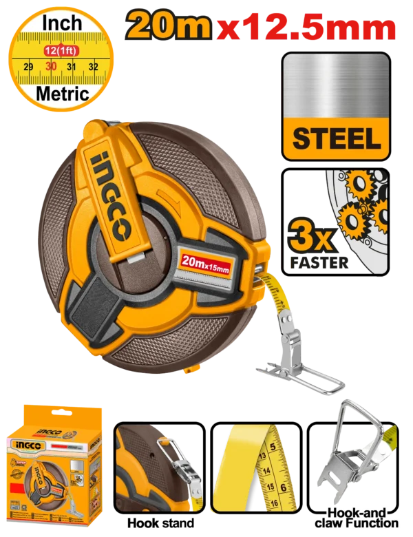 CINTA METRICA 20M. acero INDUSTRIAL