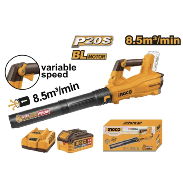 KIT SOPLADOR INALAMBRICO 8,5M3/MIN VEL. VAR. 20V