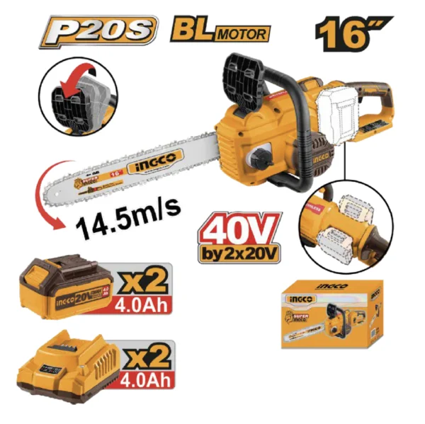 KIT MOTOSIERRA DE IONES DE LITIO 16'' BL 40V INGCO