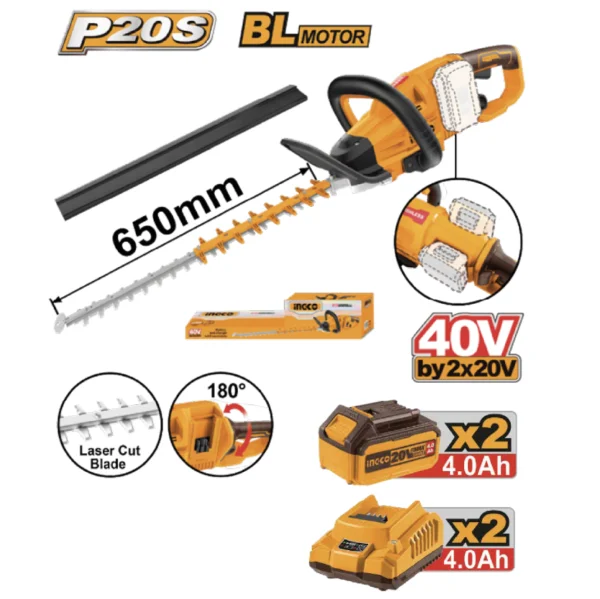 KIT CORTADORA DE SETOS 650MM BL 40V