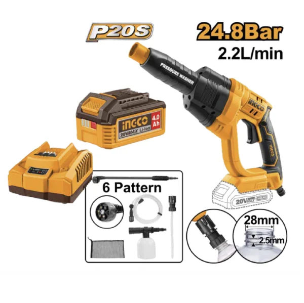 KIT HIDROLAVADORA A PRESIÓN INALAMBRICA 2,2L/MIN 20V