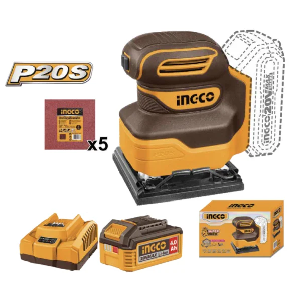 KIT LIJADORA ORBITAL INALAMBRICA 20V INGCO