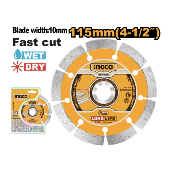 SET DISCO DIAMANTE SEGMENTADO 4 1/2" PROFESIONAL 10-UND