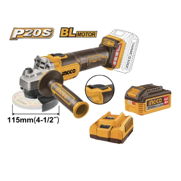 KIT AMOLADORA ANGULAR 4-1/2" BL 20V 8500 RPM