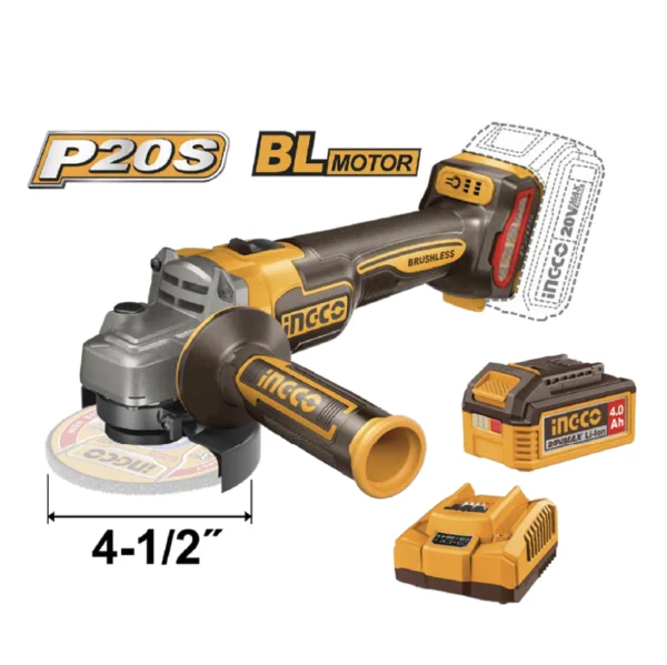 KIT AMOLADORA ANGULAR 4-1/2'' BL 20V 9000RPM