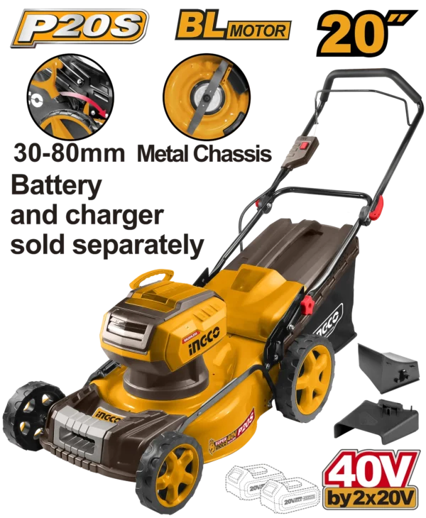 PODADORA DE CESPED DE IONES DE LITIO 20" BL 40V 2800RPM