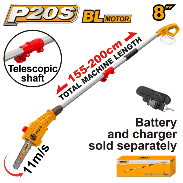MOTOSIERRA DE ALTURA 8" BL 20V 11M/S