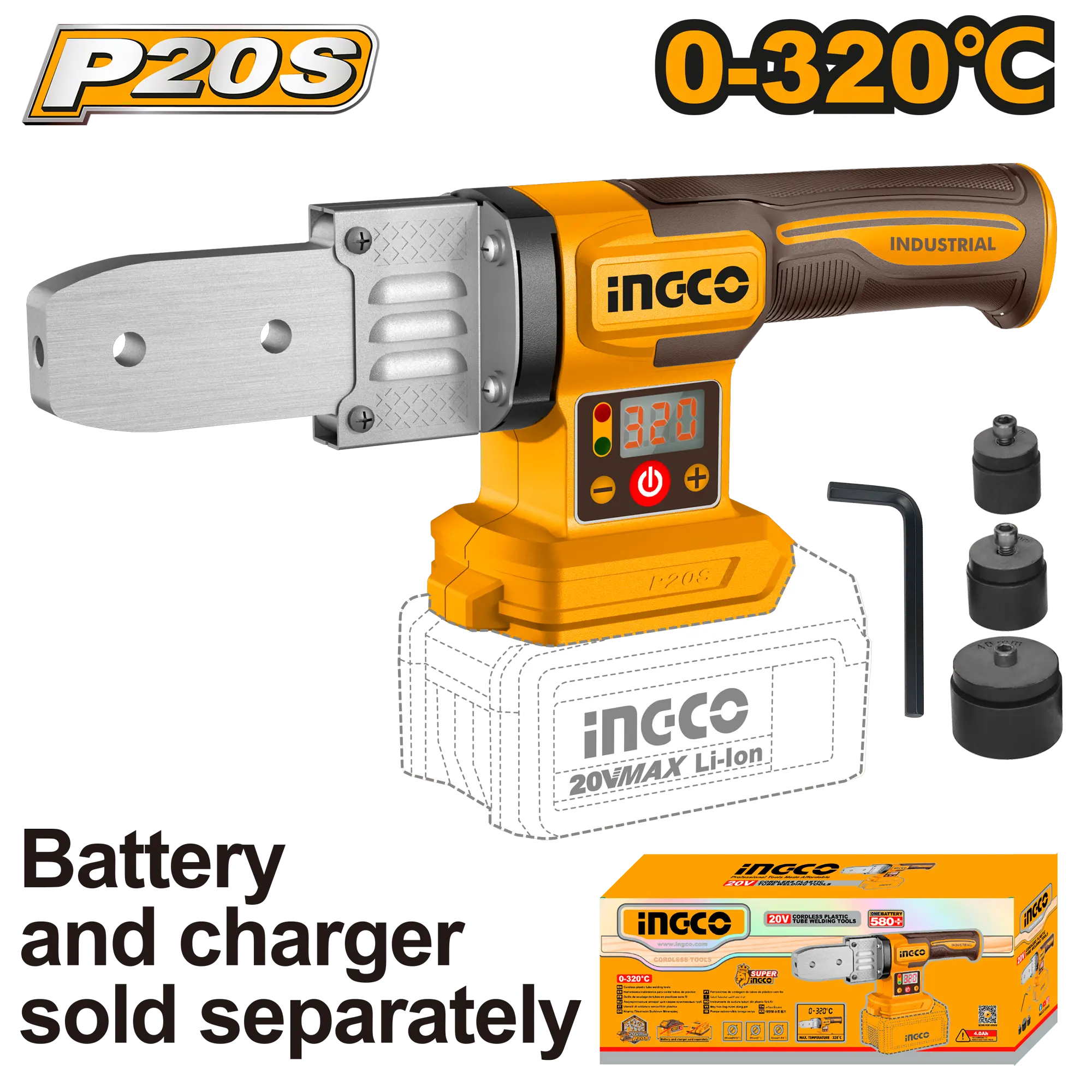 TERMOFUSOR INALAMBRICO TUBO PVC 20V 0°/320°C INGCO