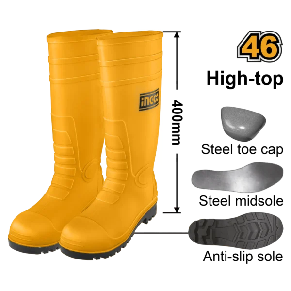 BOTAS DE SEGURIDAD PVC AMARILLO PUNTA Y ENTRESUELA DE ACERO TALLA 46