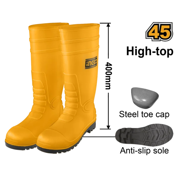 BOTAS DE SEGURIDAD PVC AMARILLO PUNTA DE ACERO TALLA 45