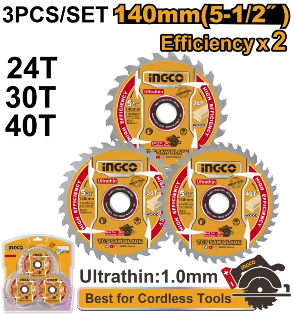 JUEGO DISCOS 3PCS SIERRA 5-1/2" (24T-30T-40T)