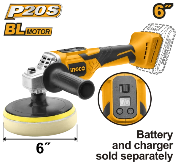 PULIDORA INALAMBRICA 150MM. BL 20V 2800RPM