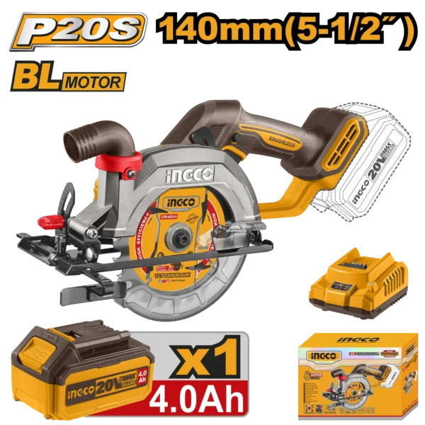 SIERRA CIRCULAR DE IONES DE LITIO 5-1/2" BL 20V + 1 BAT 4.0AH + CARG