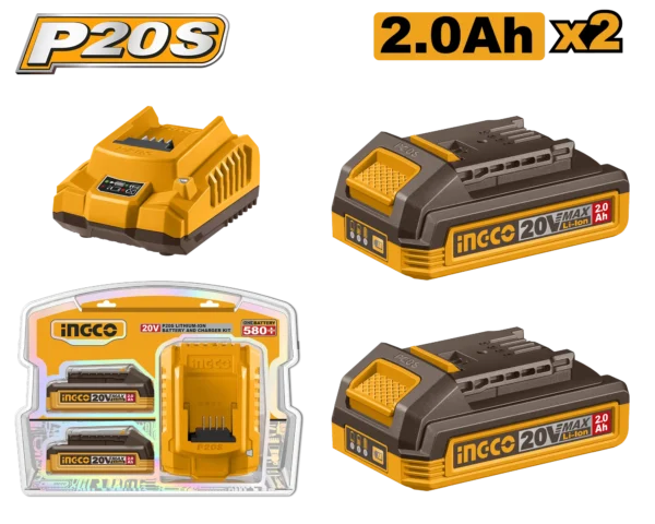 JUEGO DE 2PCS BATERIAS Y CARGADOR 20V 2,0AH