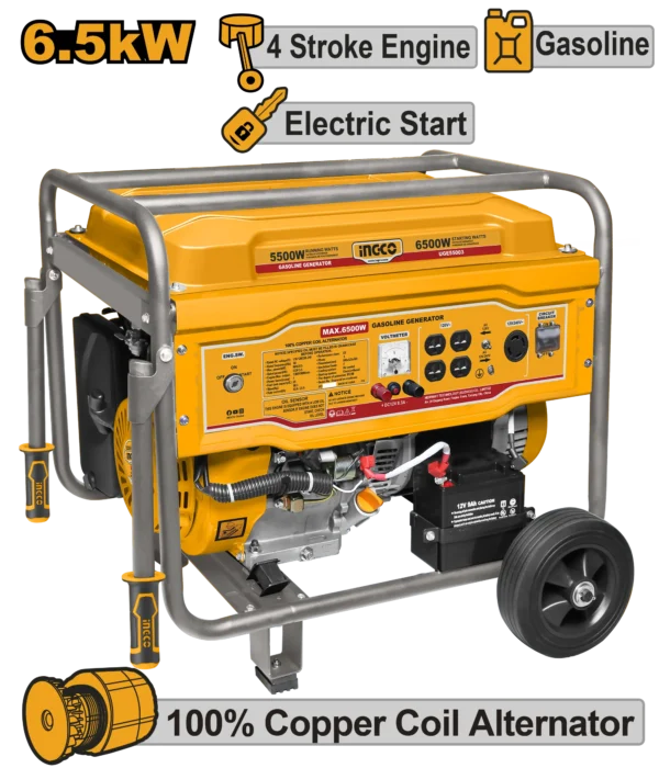 GENERADOR ELECTRICO A GASOLINA 110V 8.3A 5,5KVA 12V